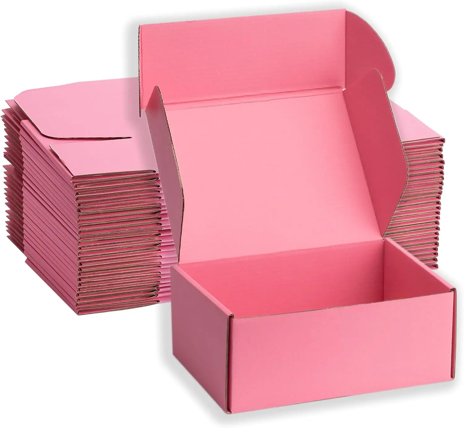 Haulkim 8x6x2 Inches Small Shipping Boxes Pack of 20, Both sides Pink Corrugated Cardboard Mailer Boxes for Packaging Small Business