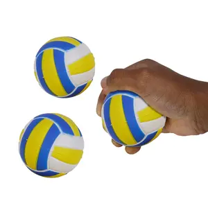 2 1/2" Realistic Blue, White & Yellow Volleyball Foam Stress Balls - 12 Pc.