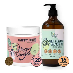 Happy Dingos Daily Duo – Multivitamin Chews + Salmon Oil Bundle for Everyday Dog Wellness, 2-Product Set