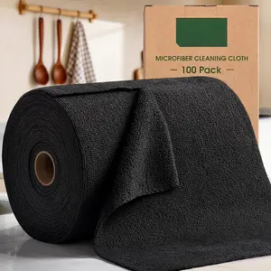 Microfiber Cleaning Cloth Roll - 100 Pack   Microfiber Paper Towels, , Washable, Scratch-Free, Kitchen Towels for , , Kitchen, Glass, Dishes (Black)
