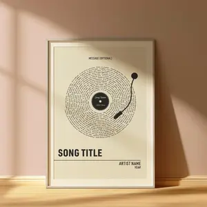 Custom Song Lyric Vinyl Record Print: Personalized Music Gift