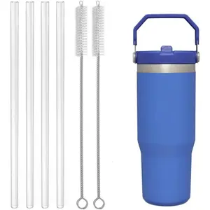 Replacement Straw Compatible with Stanley Iceflow 30oz Stanley IceFlow Flip 30oz Tumbler, Reusable Clear Drinking Straws with Straw Cleaner Brush