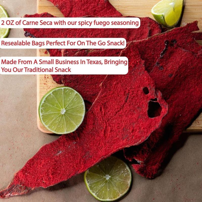 Tizon Lumbre Carne Seca - Spicy Fuego Beef Jerky Snack, Premium Mexican-Style Dried Beef, 2oz Resealable Pouch, No Added Hormones, USA Made