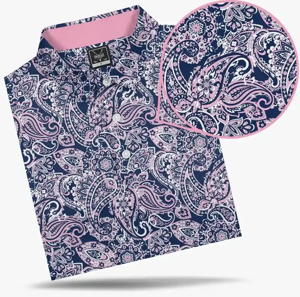 Deolax Brand - Midnight Pink Paisley Polo