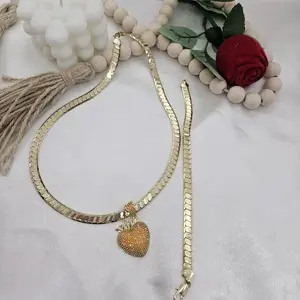 Valdivia Jewelry #2500 – Strawberry Necklace and Pendant, 14K Gold-Laminated (High Quality)
