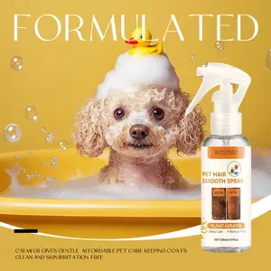ROZINO Pet Hair Smooth Spray with Plant Keratin 100ml Deep Nourishing Frizz-Free Grooming Solution for Gentle Pet Coat Care Horse Shampoo Furminator Brush
