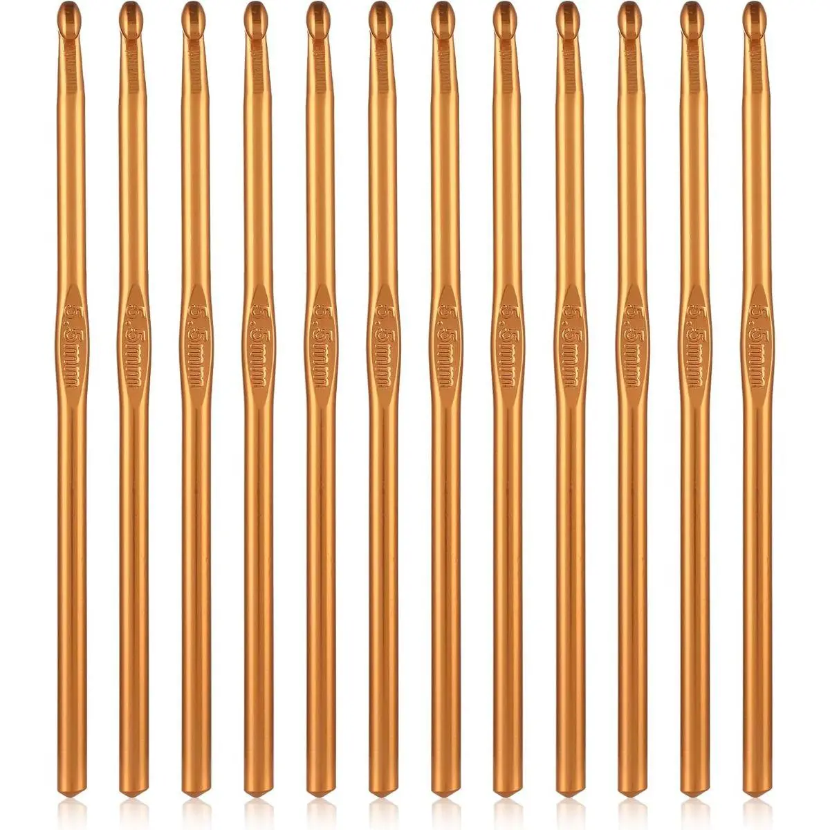 12pcs 5.5 mm Crochet Hook, Size I (Size 9) Aluminum 5.5 Crochet Hooks, Knitting Needles for DIY Craft Yarn, Crochets Hook Bulk 9 for Knitting Scarf, Great Gift for Crochets Beginners (Orange)