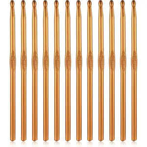 12pcs 5.5 mm Crochet Hook, Size I (Size 9) Aluminum 5.5 Crochet Hooks, Knitting Needles for DIY Craft Yarn, Crochets Hook Bulk 9 for Knitting Scarf, Great Gift for Crochets Beginners (Orange)