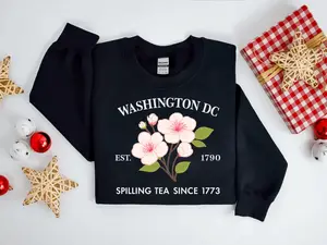 Washington DC Est. 1790 Sweatshirt, Hoodie State Gift, USA Travel Souvenir, Floral Crewneck