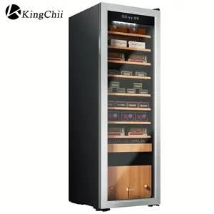 KingChii 130L Electric Cooling Cabinet - Constant Temperature Storage with Premium Wooden Shelves, Mechanical Dial, Luxury Gift for Him (Household Home Appliance)