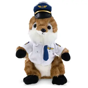 DOLLIBU Super Soft Fox Stuffed Toy with Aviation Pilot Outfit, Ideal Customized Gift for Kids