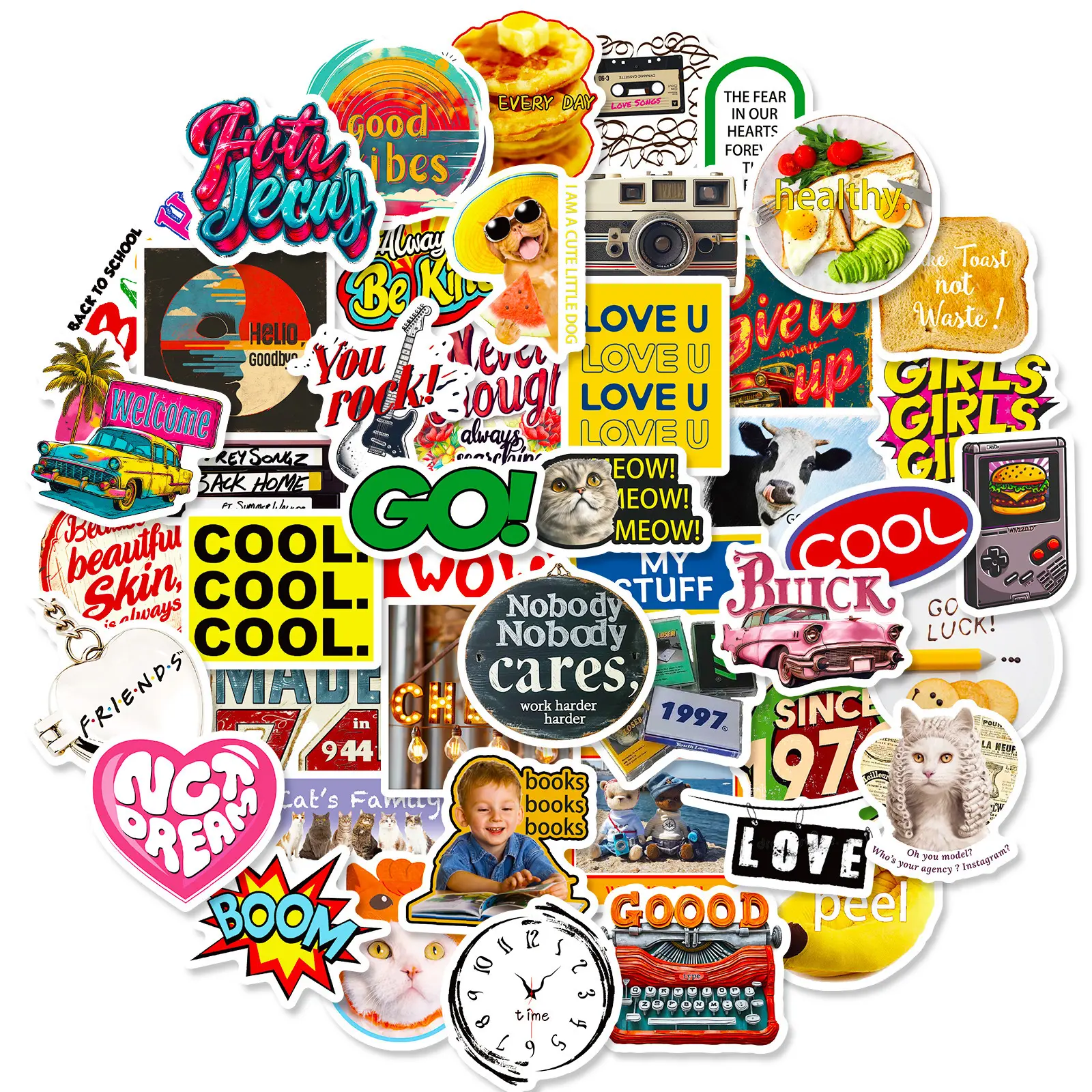50 PCS Grunge Gothic Weird Funny Meme Stickers Bulk - Waterproof Mobile Phone Accessories for Skateboard Sticker Bombing, Cool Emo Skater Gifts for Alt Enthusiasts, Water Proof, Funny Stickers