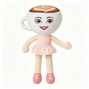 Coffee Cup Ballerina Plush Toy | Cute Latte Art Stuffed Doll | Soft Collectible Figure | Unique Gift for Coffee Lovers & Girls