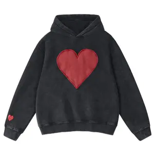 FAIABLE Unisex Trendy Vintage Pullover Sweatshirt for Women & Men- Oversized Heart Design Crewneck with Acid Wash Finish and Spacious Pockets for Ultimate Comfort and Style - Perfect for Everyday Wear