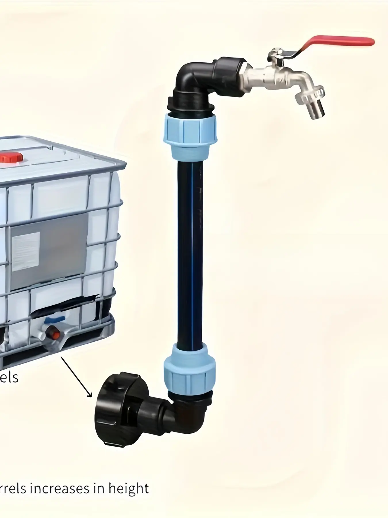 Universal Ibc Drum Conversion Kit, Bronze Flat Arm Connector with Pe Pipe Connection, Durable Rust-Resistant Water Tank Adapter, Liquid Transfer, Ibc Tote Tank