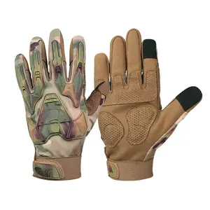 ※Tactical gloves All-finger camouflage touch screen Thickened stab-proof silicone anti-collision and non-slip outdoor cycling fighting gloves