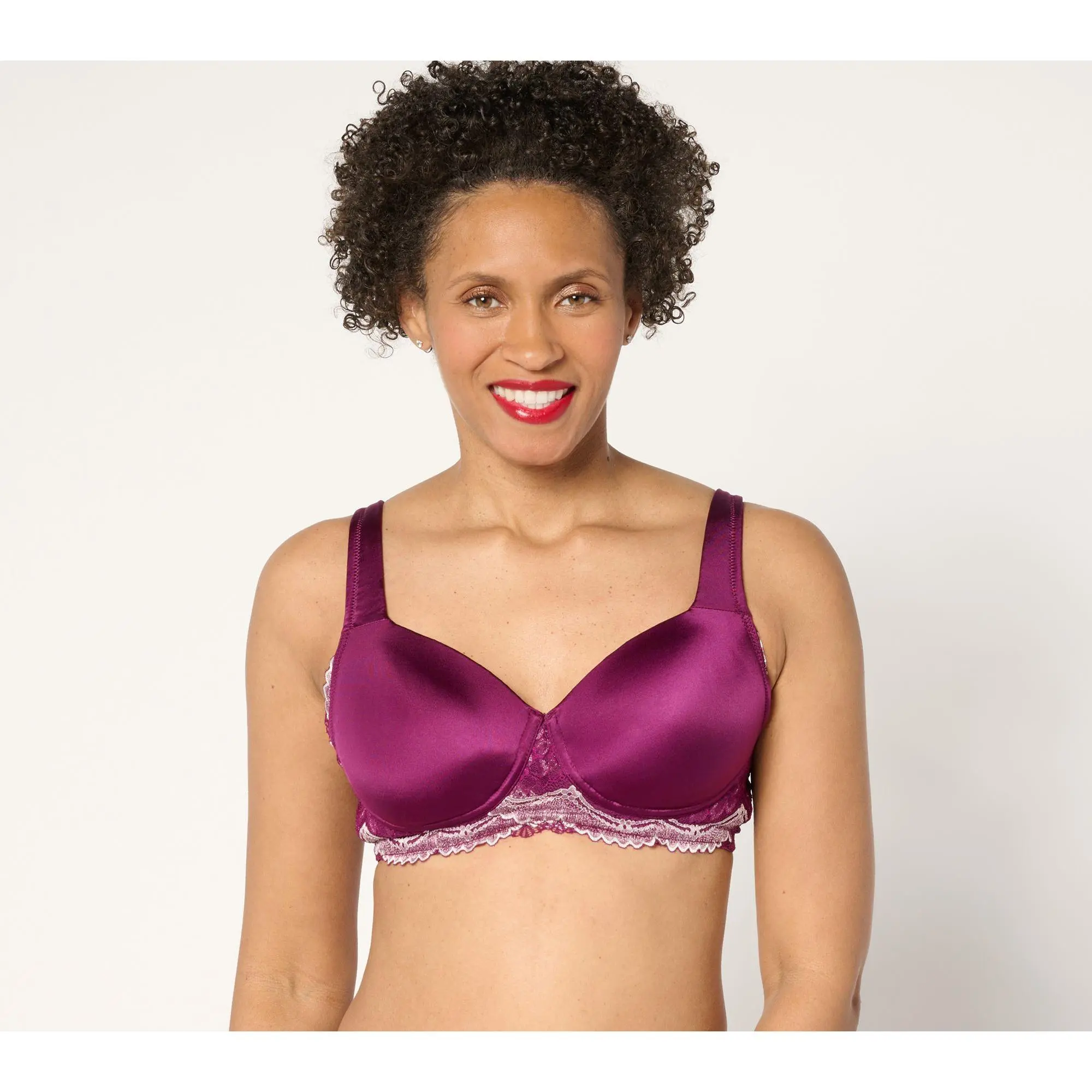 Breezies Two-Tone Lace Shimmer Lightly Padded Wirefree Bra