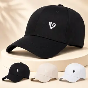 Unisex Love Heart Embroidered Baseball Cap Outdoor Sport Adjustable Sunscreen Leisure Hat Spring Autumn Travel Tourism Beach Vacation