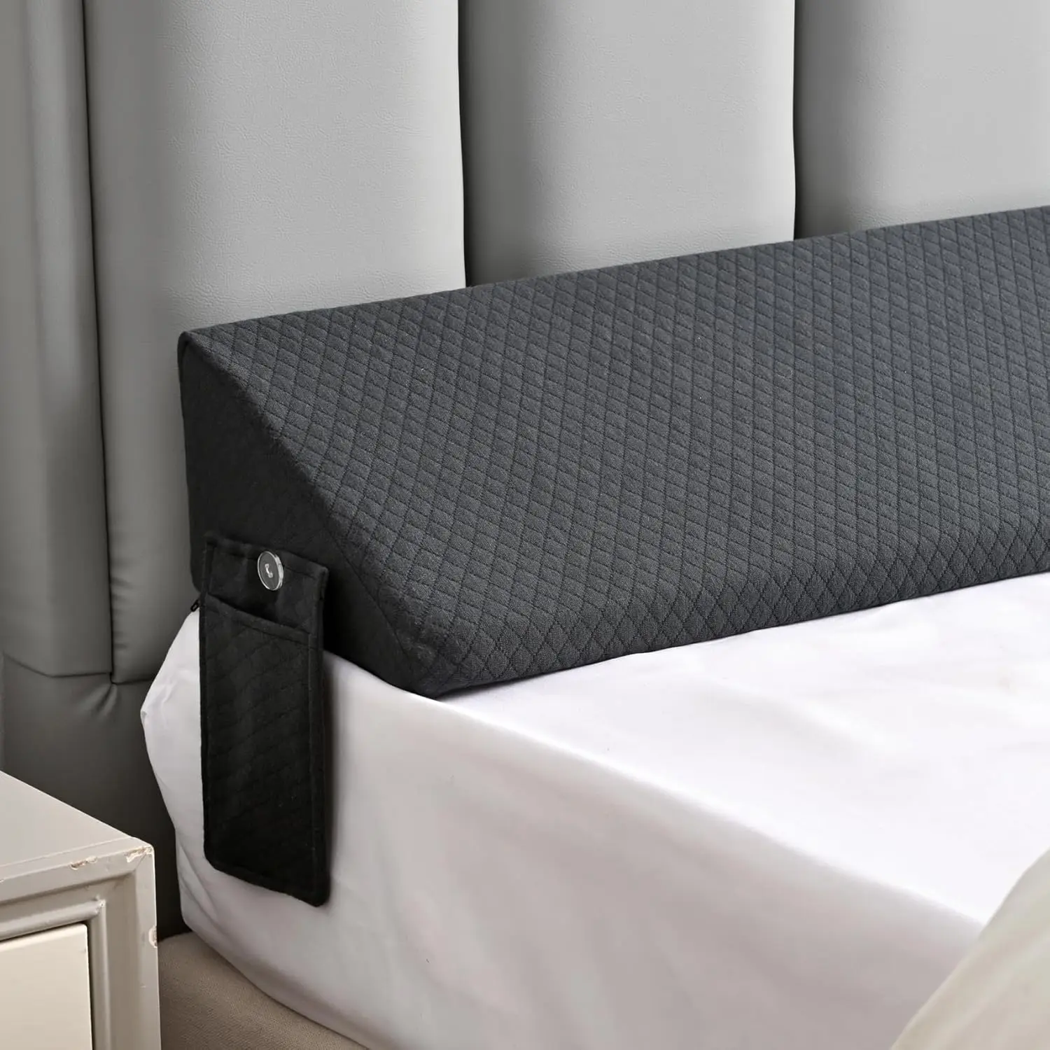 King bed wedge pillow for headboard/mattress; long wedge pillow; bolster for bed; king gap filler pillows; suitable for dorm sleeping, back support, home decor, RVs, house accessories; hotel essentials; gray
