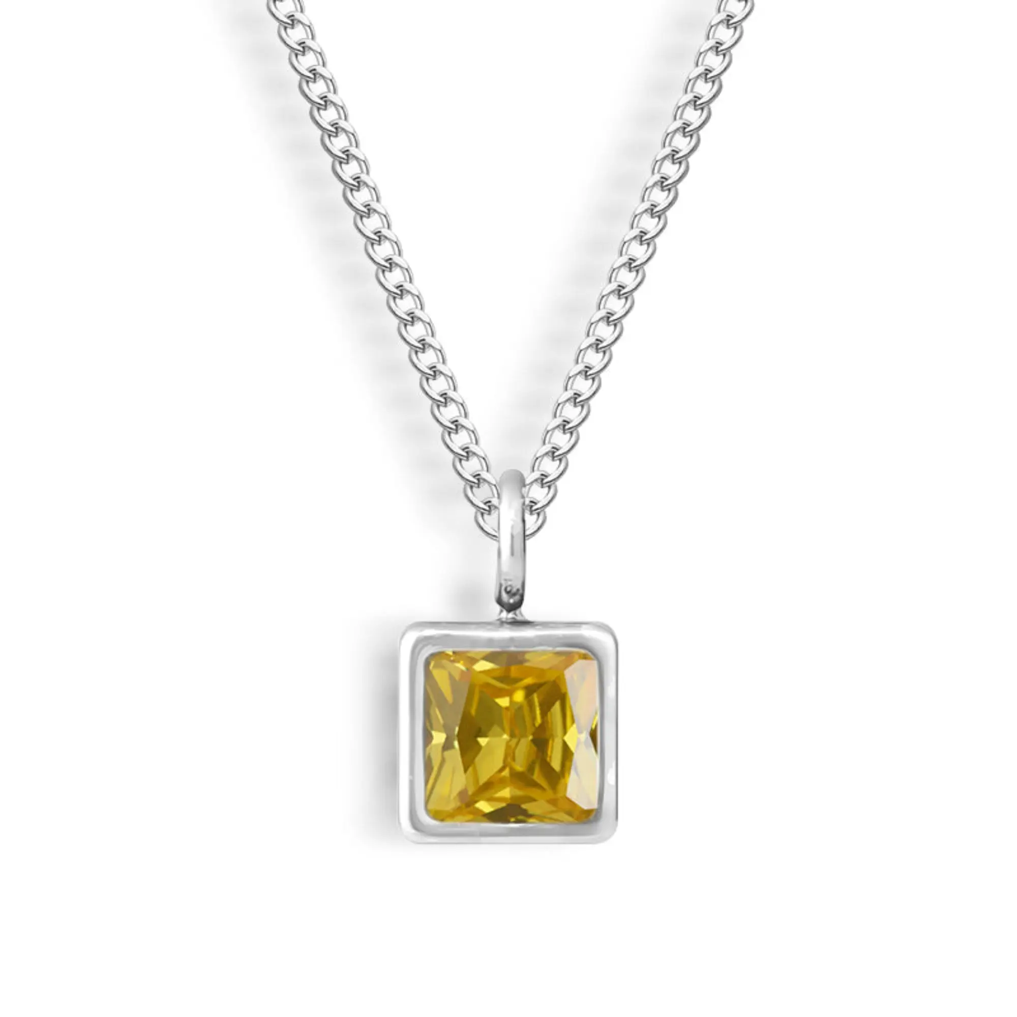 Silver Waterproof, Citrine - November CZ