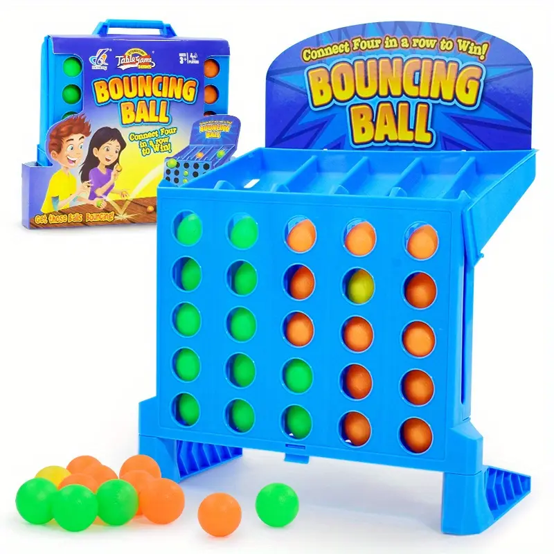 Interactive Bouncing Ball Puzzle Board Game for Kids & Parents – Fun Competitive Jump Ball Toy with Colorful Buttons, Blue Plastic Design for Motor Skills & Cognitive Development, Interactive Playtime, Playful Game Setup, Easygrip Handles