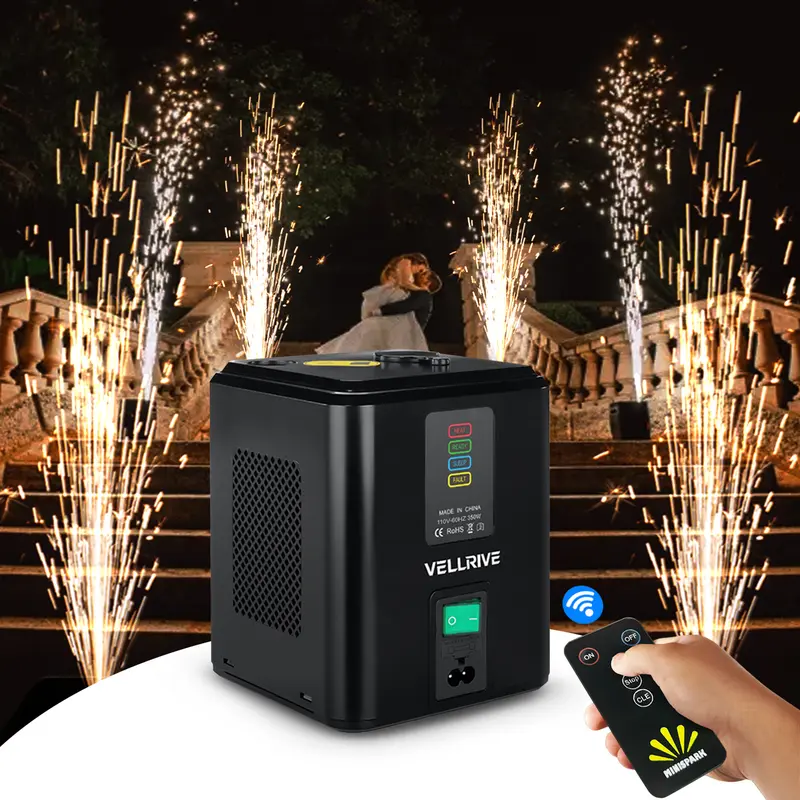 Premium Compact Mini Cold Spark Machine Aluminium Set - Adjustable Accessories, 50g Spark Technology, 350W Power, Non-Heated Tech, Remote & Touch Control, Advanced Safety, Wedding-Safe Effect, Indoor/Outdoor Use (Ideal for Weddings, Concerts)