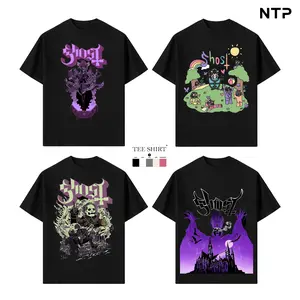 [Collection] Menswear Ghost Vintage Round Neck Graphic T-Shirt - Double-Sided Band Merch, Papa Emeritus Rainbow Skeleton Church Design, Cotton Fabric, Oversized Unisex Streetwear, Summer Outfit Music Fan Gift