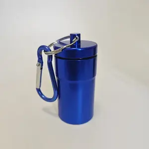 Blue Heat-Resistant Sealed Portable Ashtray, Aluminum Metal Keychain Ashtray, Outdoor Windproof Design with Lid, Ideal for Travel