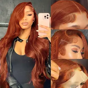 Asteria Hair Copper Color Body Wave Ready To Go 7×4 Lace Closure Wig Human Hair Pre Cut Pre Plucked Glueless  Wig
