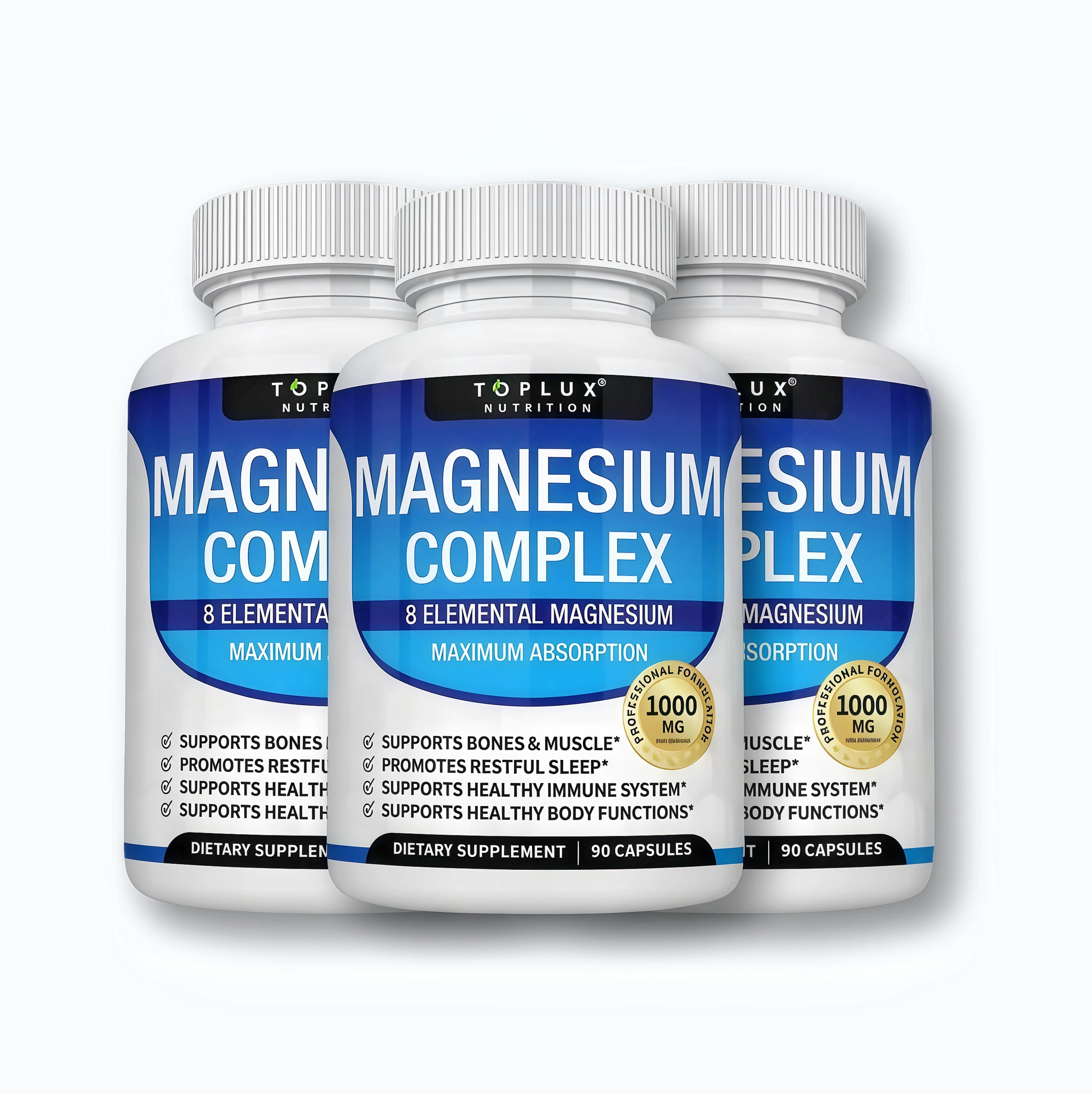3 Pack Toplux Magnesium Complex KL 8 Essential Magnesium Supplement 1000mg Fitness Edible