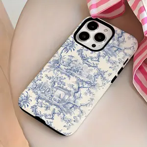 Beautiful and Unique Blue Graffiti Tree Pattern Glossy Anti-drop 2-in-1 Phone Case,Fundas para iPhone 17 Pro Max Funda de teléfono 17Air 16E 16 15 14 13 12 11,Samsung Galaxy S20 S21 S22 S23 S24 Plus S25 ULTRA FE EDGE A34 35 36 A52 53 54 55 56 Note20