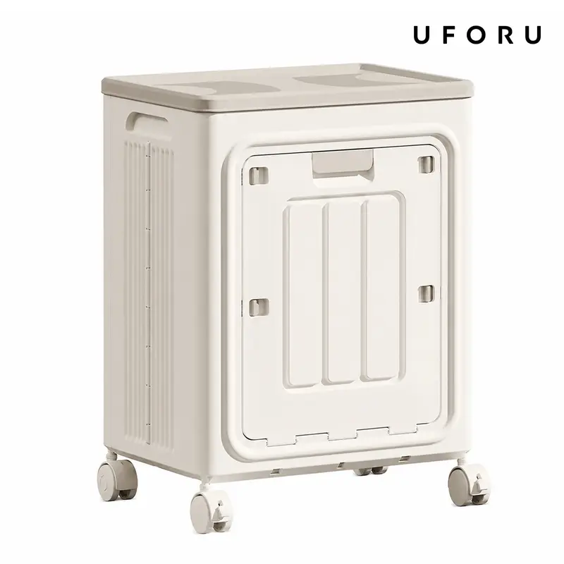 UFORU PP Rectangular Rolling Hamper - Traditional Home Goods Waterproof Laundry Basket, Ventilated, Odor-Resistant, Dustproof, Easy to Clean, Portable Lidded Organizer, Size Details in SKU Images, Assembly Guide in Main Image & Description
