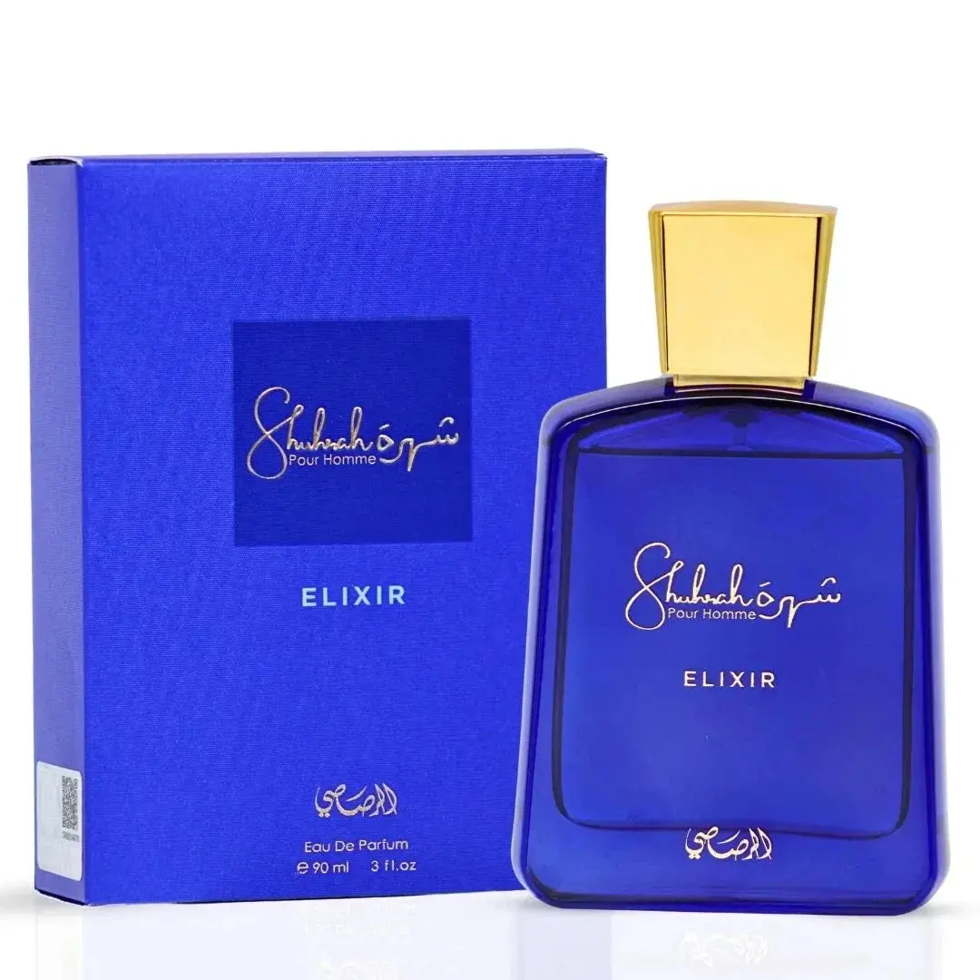 Rasasi Shuhrah Elixir Pour Homme EDP Perfume 3.0oz / 90ml - Bold & Sophisticated Fragrance for Modern Men with Citrus, Aromatic Spices, Warm Spices, Florals, Woods, Amber, Musk