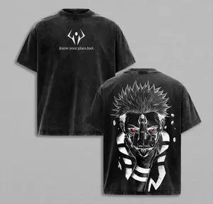 Ryomen Sukuna Know Your Place Fool T-Shirt – Jujutsu Kaisen Anime Oversize Washed Tee, Vintage Streetwear Graphic Shirt, Gift for Anime Fan, Heavy Cotton Top JJK Shirt
