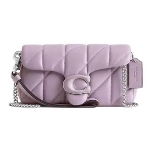 COACH Tabby 18 Crossbody Bag for Women – Soft Quilted Tiger Print Nappa Leather with Button Closure, Lavender