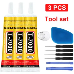 T-7000 Glue with 8 Phone Repair Tools Set, Flexible Adhesive for Phone Case, Back Cover, LCD Screen, DIY Crafts, Shoes
