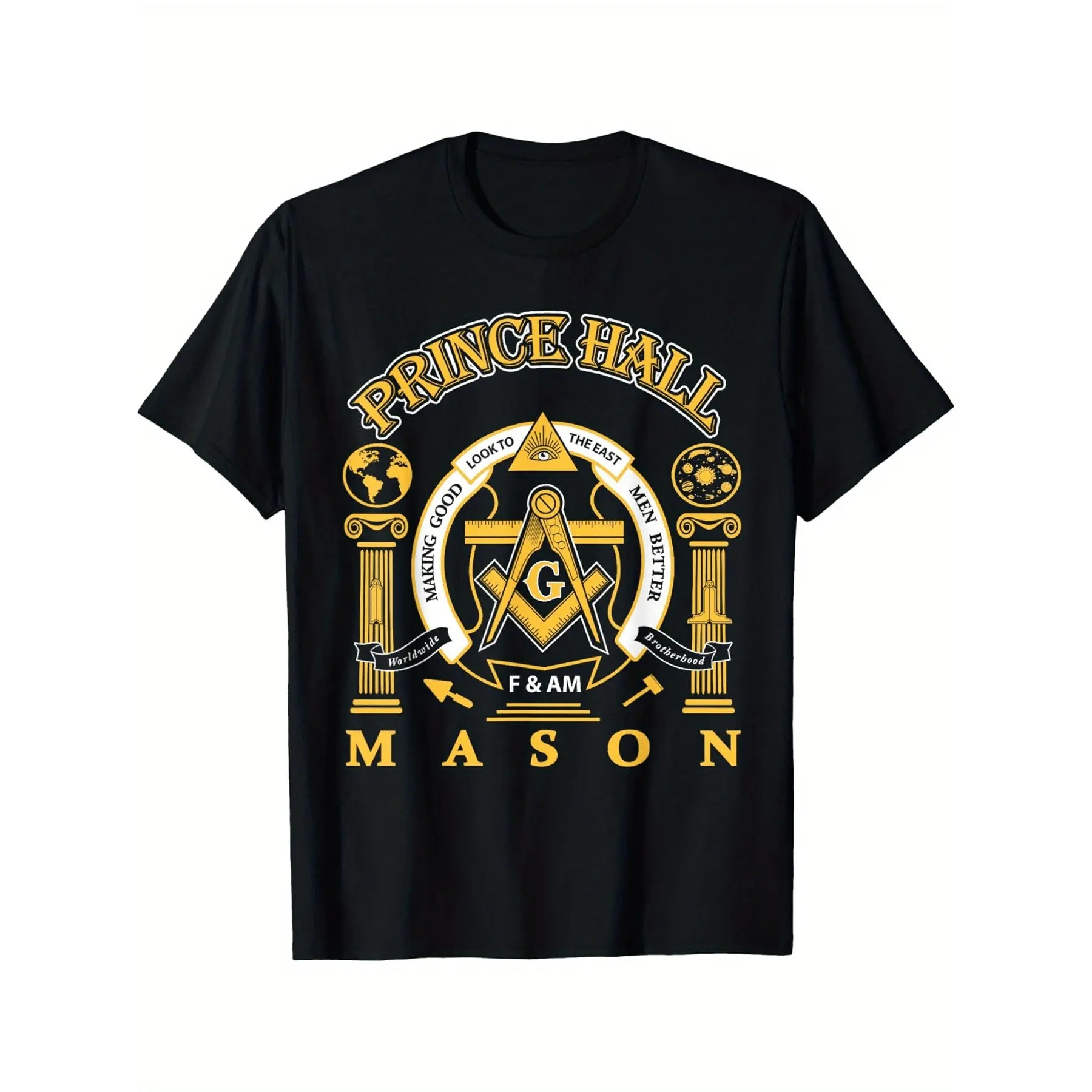 GGOR Prince Hall Masonic Freemason T Shirt for Men Black Festive Holiday Party Outfit for Adults Seasonal Celebration Wear Playful Seasonal Print Durable Print Quality Seasonal Apparel.jpeg