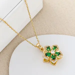 Five-Petaled Swirl Pendant Necklace Luxurious and elegant design set with sparkling zirconia stones - Perfect for everyday wear, parties, and special occasions Mother's Day gift Girlfriend gift Women's gift Valentine's Day gift Girlfriend gift