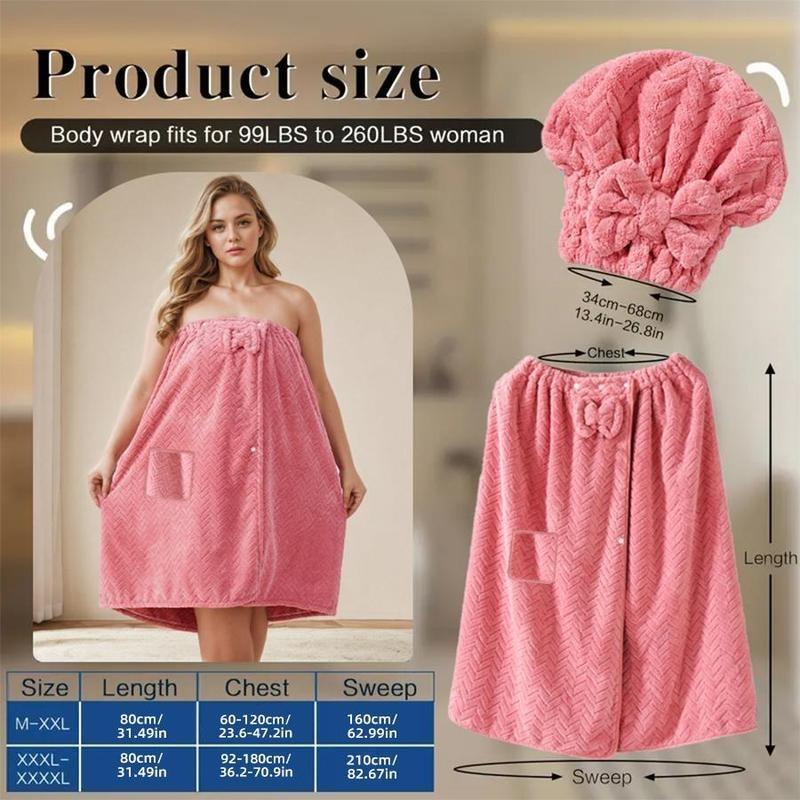 Plus Size Bath Skirt & Shower Cap Set 2 Counts Adjustable Thickened Toweling Robe Loungewear Ideal for Home Travel Sauna Spa Women's Wear Basic Minimalist Sleeveless