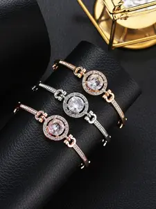 Luxury Full Diamond Round Bracelet, Vintage Luxury Style, Brighten Skin Tone, Commuter Versatile, Rose Gold/silver/, Office Wear Jewelry