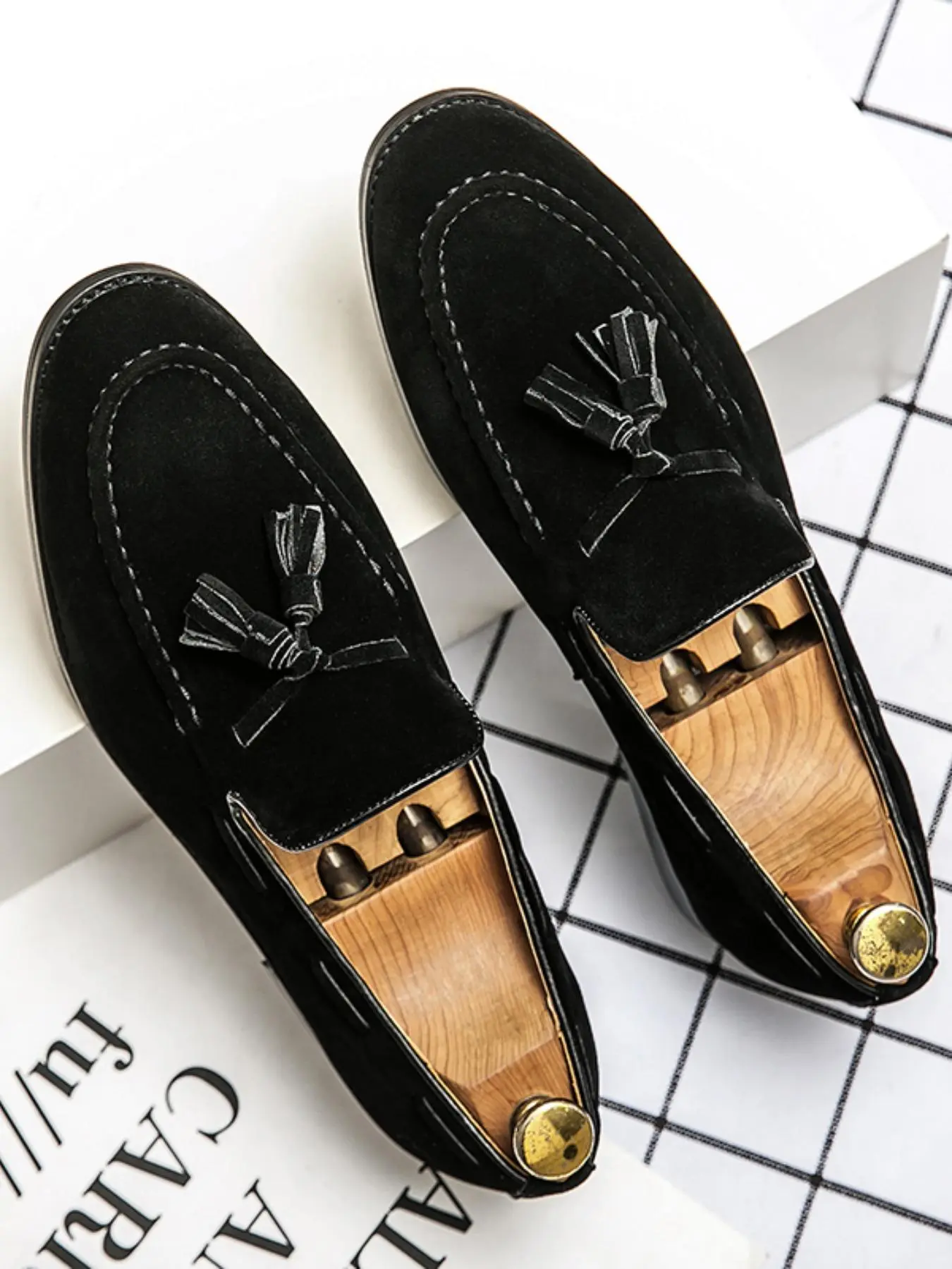 Men's Business Style Solid Color Tassel Decor Slip on loafers Loafers, Fashionable Classic Casual Comfortable Loafers for Work Office, Male All-match Round Toe Shoes for Daily Wear Footwear Pu Leather Footwear