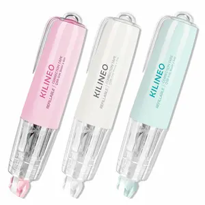 Best Selling 2024 Classic Fillable Retractable Correction Tape, Pen Shape,, Cute Office Supplies, 3-Pack Women Men Gift Office Stationery Supplies