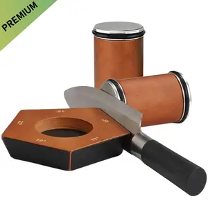 Rolling Knives Sharpener Set, Knife Sharpening Tool, Roller Knife Sharpener with Diamond Stone for Kitchen, Wooden Rolling Knife Sharpener, Rolling Knives Sharpeners with Angle 15° & 20° for honing knives