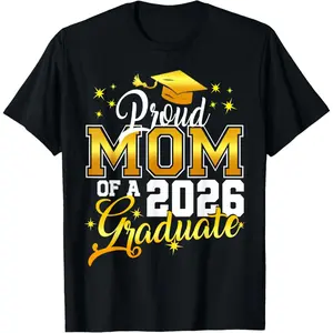 Women's Casual Short-Sleeve Graphic Streetwear T-Shirt, Senior Mom 2026 Graduation Design, Proud of a 2026 Graduate, Comfortable Fabric