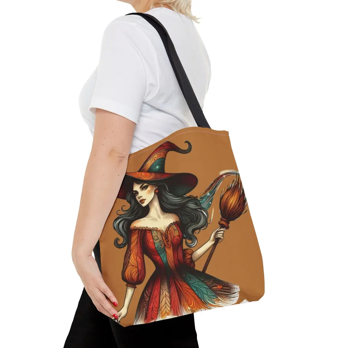 Whimsigoth Autumn Witch Tote Bag - Perfect for Enchanting Adventures & Cozy Seasonal Vibes