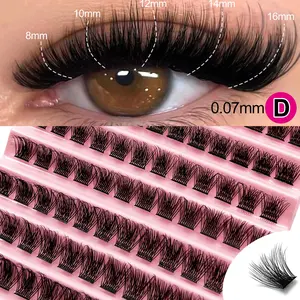 Cluster False Lashes, Lightweight Fine Single Cluster, Natural Look, D Curl, Dense, DIY Lash Extensions, Non-Toxic, 0.07mm Thickness