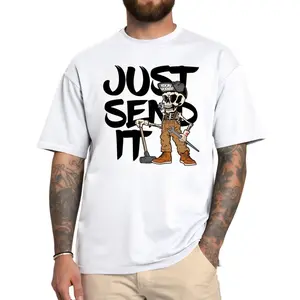 Just Send It Funny Ironworker Shirt – Skeleton Construction Worker Graphic T-Shirt for Blue Collar Men, Hardworking Job Pride, Casual Streetwear Gift Idea