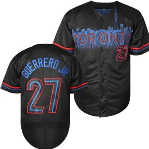 Men's Letter & Number Embroidery Contrast Baseball Jersey, Casual Breathable Short Sleeve Button Front Baseball Top for Training & Competition