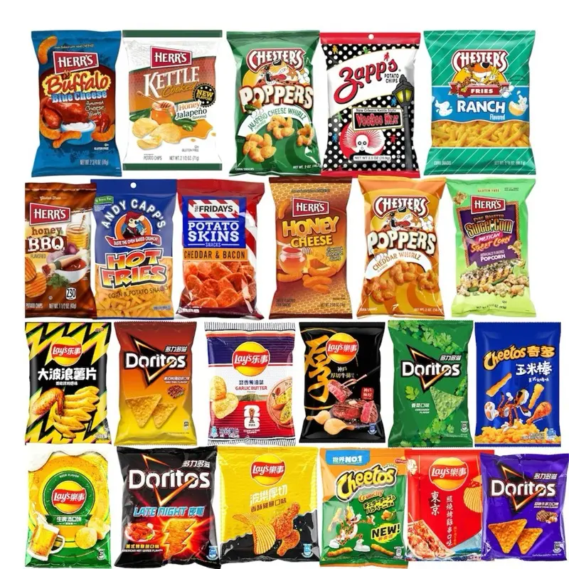 Ultimate Chips Bundle- 5 Random Bags of Asian Chips & 5 Random Bags of American Chips- Flavors Will Vary- Lays, Cheetos, Doritos, Herrs, & More
