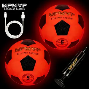 Glow in The Dark Soccer Ball Size 5, LED Rechargeable Football with USB Charging, Light Up Outdoor/Indoor Sports Training Equipment for Youth Adults, Complete Set with Pump USB charging cable, Ideal  for Boys Girls 10-14 Year Old, Cool Teen Toys
